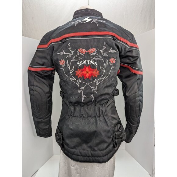 Scorpion Exo Padded Women Black with Floral Motorcycle Jacket Size Small - Picture 3 of 15